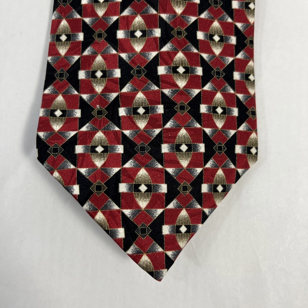Don Loper Beverly Hills Mens Tie 4 in W x L 62in Silk Red Black White